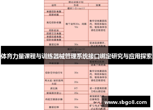 体育力量课程与训练器械管理系统接口绑定研究与应用探索